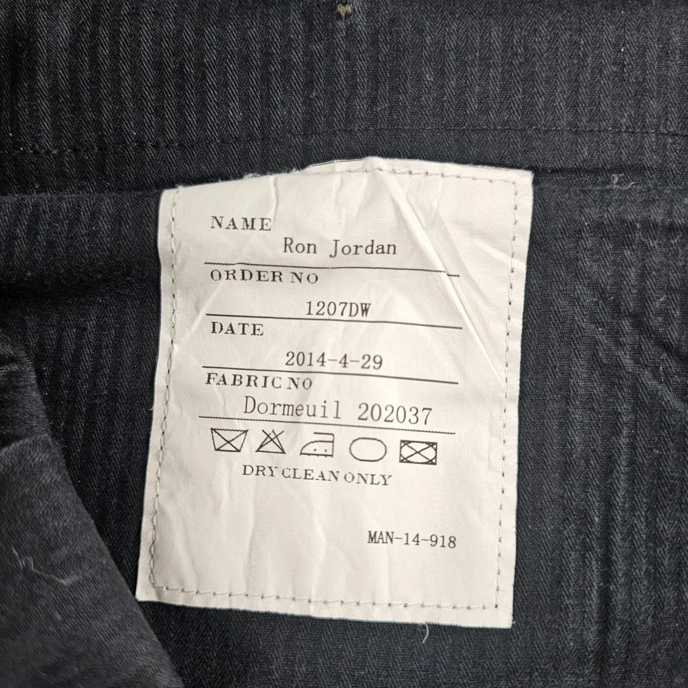 Dormeuil BESPOKE Dress Pants Mens 42x31 Navy Blue Black Birds Eye Trousers